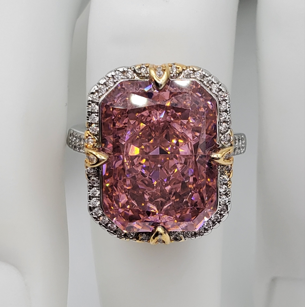 15CTW+ High Carbon Crushed Ice Radiant Lab Sapphire High Quality Czs S925 Ring - Picture 4 of 17